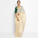 Off White Chiniya Silk Saree with Resham Zari Weaves