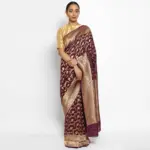 Purple Banarasi Silk Saree in Georgette adorned with Gold Zari Weaves