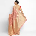 Peach Banarasi Silk Saree in Georgette adorned with Gold Zari Motifs - Image 2