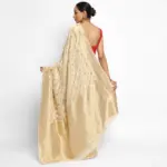 Ivory Banarasi Silk Saree in Georgette adorned with Gold Zari Motifs - Image 2