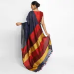 Navyblue Handwoven Pure Linen Saree - Image 3