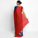 Royal Blue Pure Silk Saree with Hand Painted Florals - Image 2
