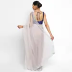 Lilac Embroidered Pure Organza Silk Saree - Image 2