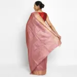 Onion Pink Pure Tussar Silk Saree - Image 2