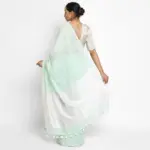 Mint Handwoven Pure Linen Saree - Image 2