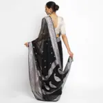 Black Banarasi Silk Saree in Pure Khaddi Chiffon - Image 2
