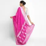 Rani Pink Banarasi Silk Saree in Pure Khaddi Chiffon - Image 2