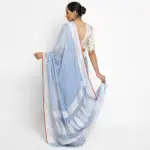 Ice Blue Banarasi Silk Saree in Pure Khaddi Chiffon - Image 2