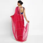 Hot Pink Embroidered Organza Silk Saree - Image 2