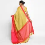 Yellow Handwoven Pure Linen Saree - Image 3
