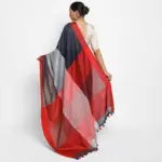 Black Handwoven Pure Linen Saree - Image 2