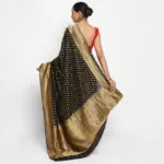 Black Banarasi Silk Saree In Georgette with Gold Zari Weaves - Image 3