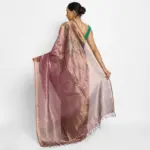 Lilac Pure Tussar Silk Saree with Tissue Silk Zari Weave - Image 3