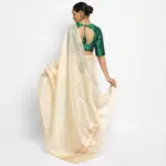 Off White Chiniya Silk Saree with Resham Zari Weaves - Image 2