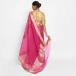 Rani Pink Organza Silk Saree with Bandhani Prints - Image 3
