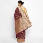 Purple Banarasi Silk Saree in Georgette adorned with Gold Zari Weaves - Image 3