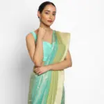 Blue Ombre Pure Tissue Chiffon Saree - Image 2