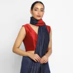 Navyblue Handwoven Pure Linen Saree - Image 2