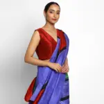Purple Handpainted Pure Silk Saree - Image 3