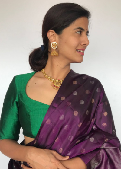Bottle Green Mangalagiri Silk Blouse