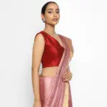 Onion Pink Pure Tussar Silk Saree - Image 3