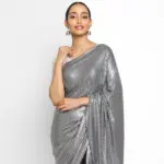 Silver Embellished Designer Saree - Image 3
