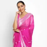 Rani Pink Banarasi Silk Saree in Pure Khaddi Chiffon - Image 3
