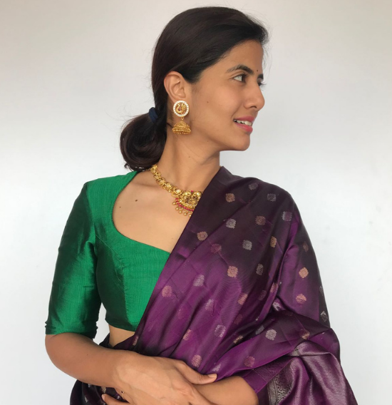 Bottle Green Mangalagiri Silk Blouse