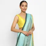 Pastel Blue Handwoven Pure Linen Saree - Image 2