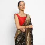 Black Banarasi Silk Saree In Georgette with Gold Zari Weaves - Image 4