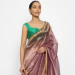 Lilac Pure Tussar Silk Saree with Tissue Silk Zari Weave - Image 2