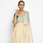 Off White Chiniya Silk Saree with Resham Zari Weaves - Image 3