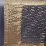 Navy Blue Banarasi Silk Saree In Georgette with Gold Zari Motifs - Image 4