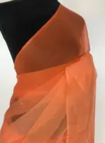 Orange Chiffon Saree with Badla work - Image 4