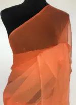 Orange Chiffon Saree with Badla work - Image 3