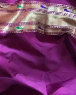 Magenta Banarasi Silk Saree with Paithani Weaves - Image 6
