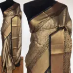 Grey Kora Silk Saree with Antique Gold Zari Weaves