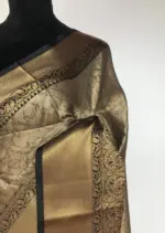 Grey Kora Silk Saree with Antique Gold Zari Weaves - Image 5