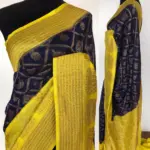 Navyblue Dupion Silk Saree with Gold Zari Weaves - Image 2
