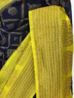 Navyblue Dupion Silk Saree with Gold Zari Weaves - Image 6