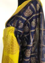 Navyblue Dupion Silk Saree with Gold Zari Weaves - Image 7