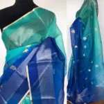 Blue Kota Silk Saree with Gold Zari Buttas - Image 2