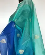 Blue Kota Silk Saree with Gold Zari Buttas - Image 7
