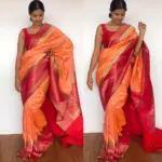 Peach Banarasi Silk Saree with Beautiful Meenakari Weaves - Image 6