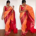 Peach Banarasi Silk Saree with Beautiful Meenakari Weaves - Image 5