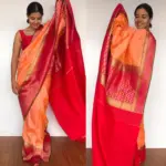 Peach Banarasi Silk Saree with Beautiful Meenakari Weaves - Image 3