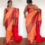 Peach Banarasi Silk Saree with Beautiful Meenakari Weaves - Image 4