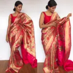 Pink Banarasi Silk Saree with Beautiful Paithani Weaves - Image 4