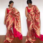 Pink Banarasi Silk Saree with Beautiful Paithani Weaves - Image 3