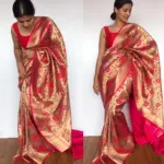 Pink Banarasi Silk Saree with Beautiful Paithani Weaves - Image 2